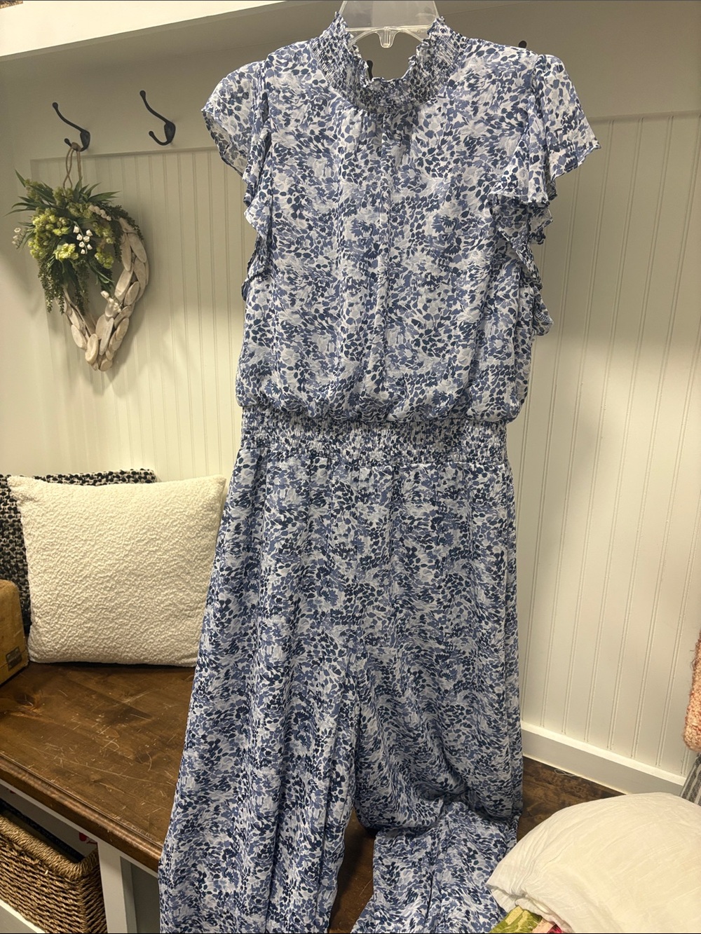 Floral Blue Wide-Leg Jumpsuit
